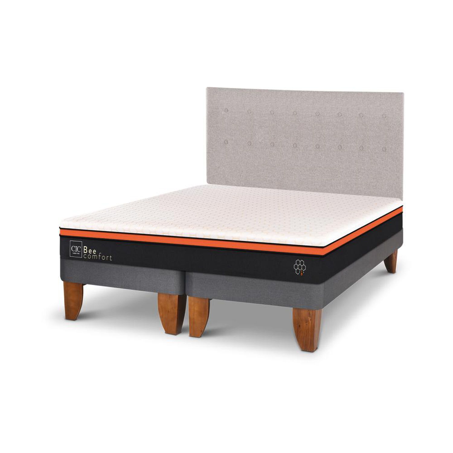 Cama Europea Cic Bee Comfort / King / Base Dividida + Respaldo image number 1.0