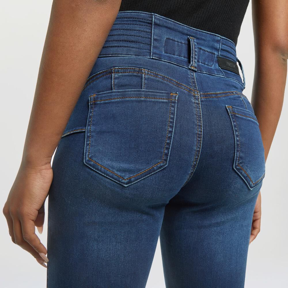 Jeans Regular Pretina Alta Push Up Mujer Rolly Go image number 4.0