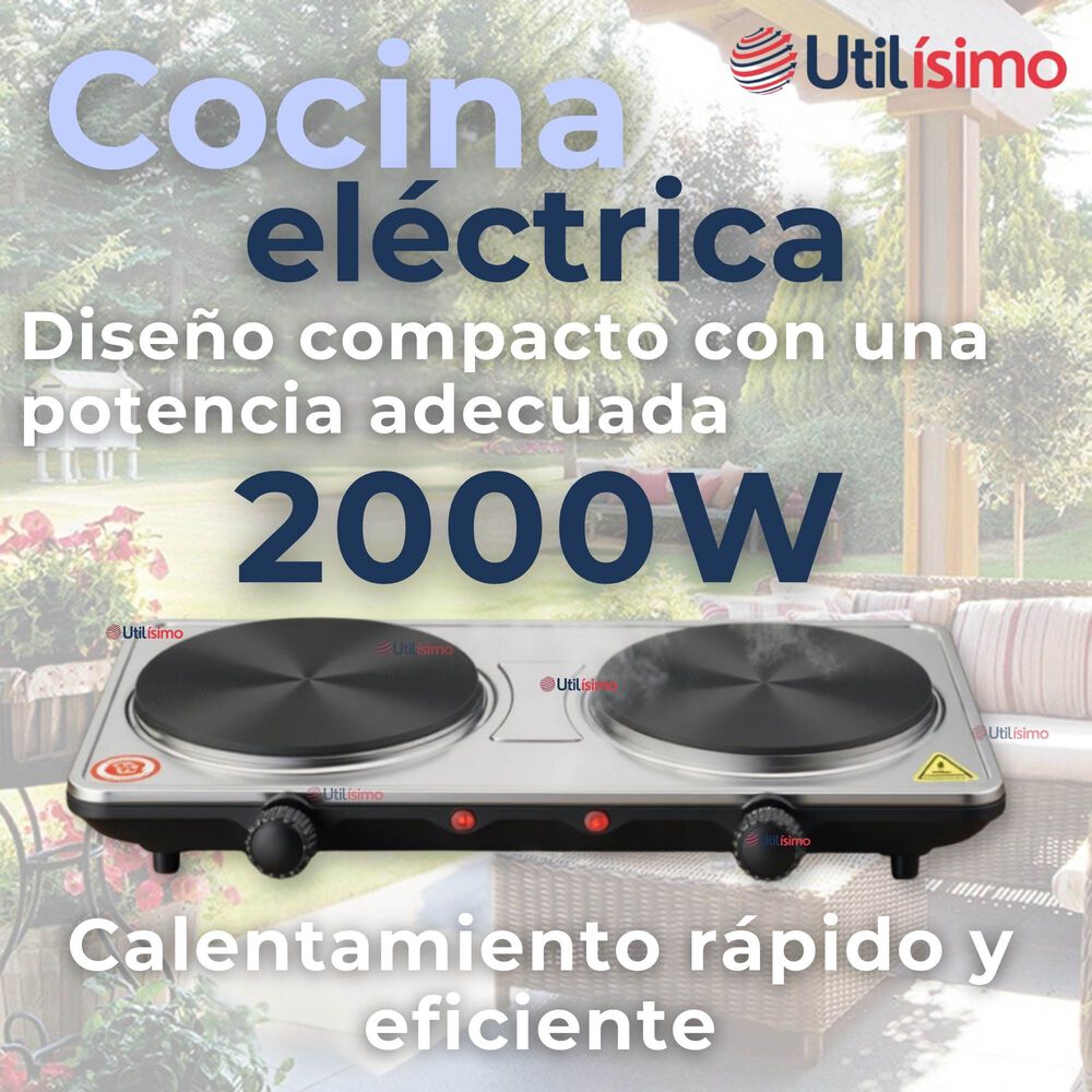 Cocina Encimera Eléctrica 2 Platos 2000w Cocinilla Premium Plateada image number 2.0