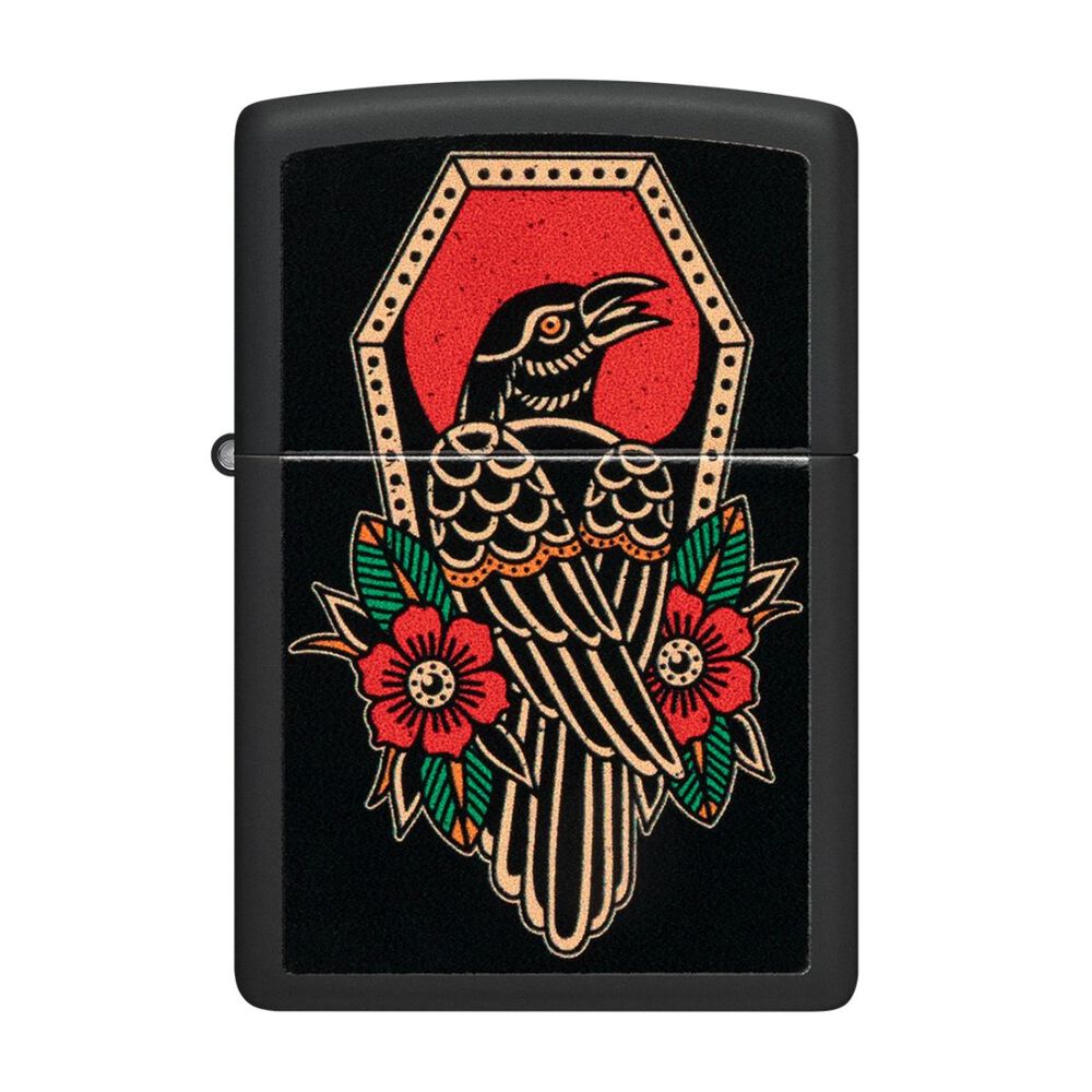 Encendedor Zippo Crow Tattoo Design Negro Zp48611 image number 0.0