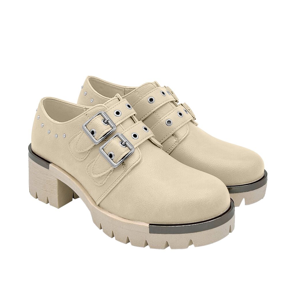 Botin Para Mujer Color Beige, Doble Correa, Bajo El Tobillo image number 1.0