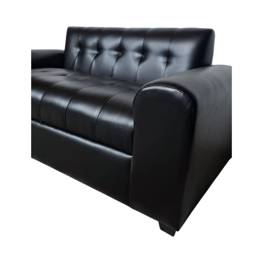Sofa Dos Cuerpos Brazos Redondos Ecocuero Negro image number 3.0