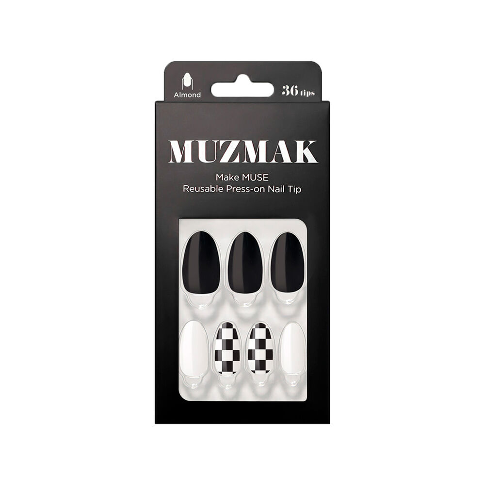 Muzmak - Uñas Press On Chess Black Almond 36 U. image number 0.0
