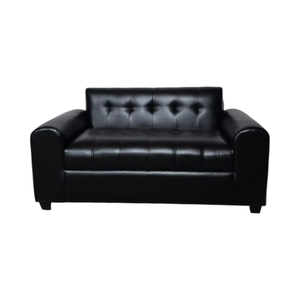 Sofa Dos Cuerpos Brazos Redondos Ecocuero Negro image number 0.0