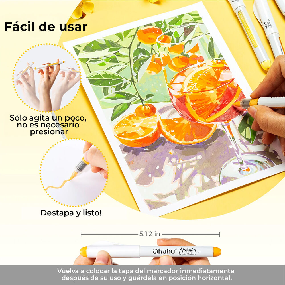 Ohuhu 24 Marcadores Acrílicos Punta Pincel image number 7.0