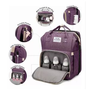 Mochila 3 En 1 Pa&ntilde;alera Cuna Y Mudador Port&aacute;til Para Beb&eacute;s