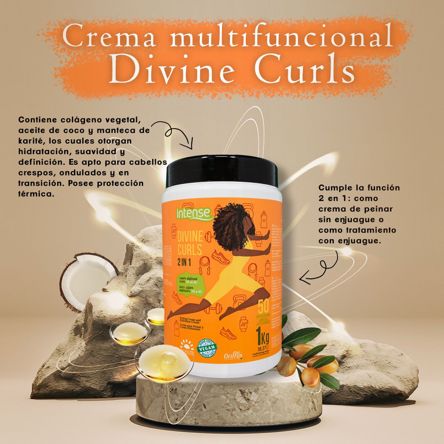 Mascara Divine Curls Intense 2en1 De 1kg Griffus image number 2.0