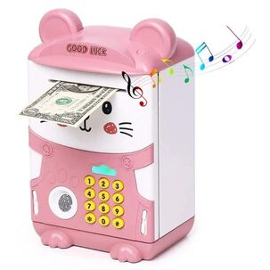 Alcancía Electrónica Huella Digital Y Sonido Rosado