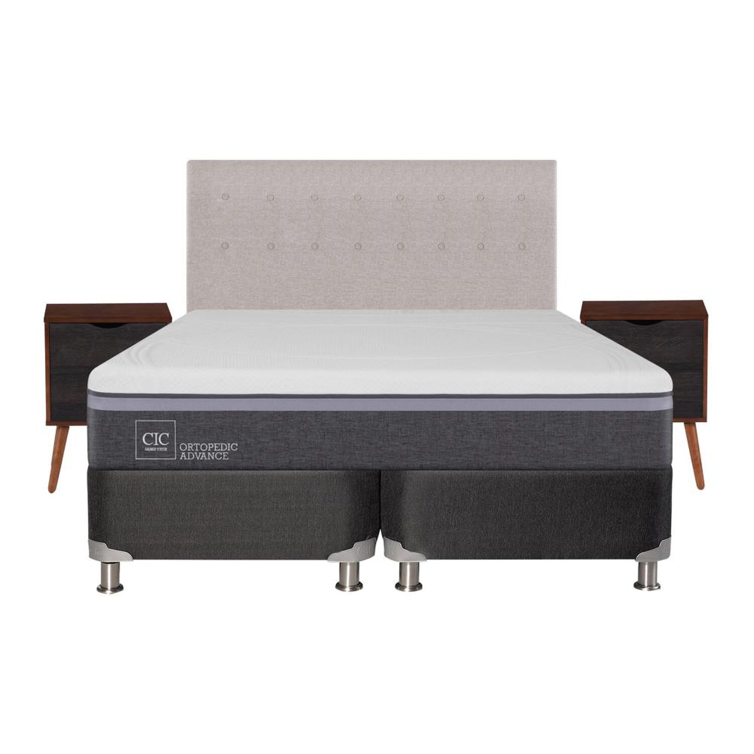 Box Spring Cic Ortopedic / King / Base Dividida  + Set De Maderas image number 0.0