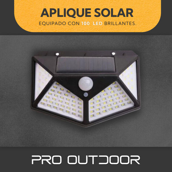 Aplique Triangular 100 Led Solar C/agua