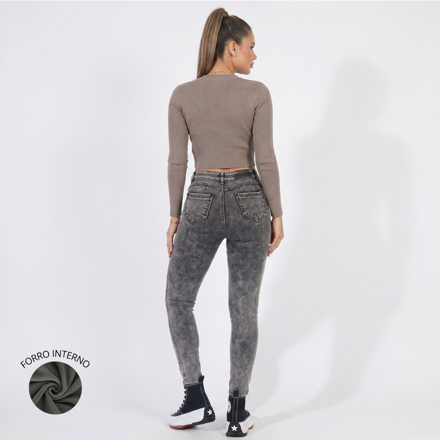 Jeans Pantalon Skinny Forro Polar Mujer image number 2.0