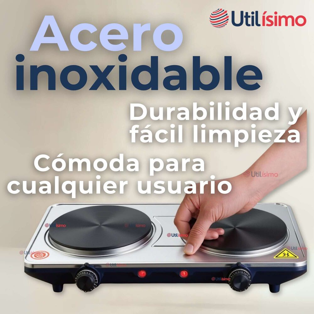 Cocina Encimera Eléctrica 2 Platos 2000w Cocinilla Premium Plateada image number 6.0
