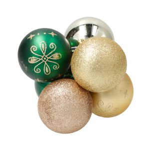 Esferas De Navidad Casaideal Plateado, Verde y Dorada 6 Piezas