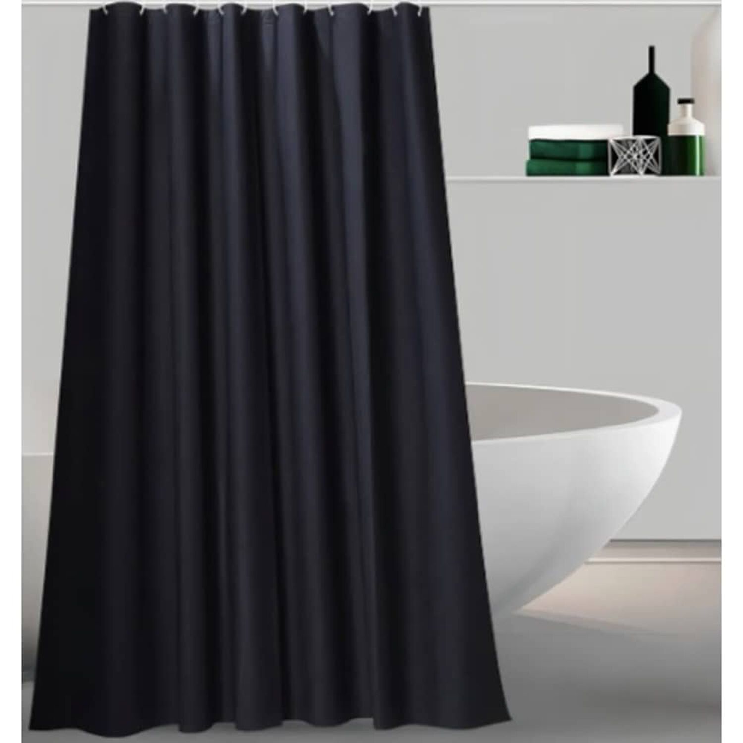 Cortina Ba&ntilde;o Ducha Negra Poli&eacute;ster 180x180 image number 3.0