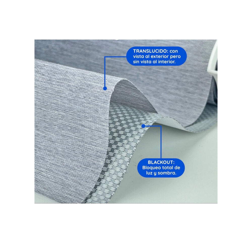 Cortina Roller Blackout Doble Tela Sin Cenefa 120x200 Gris Oscuro image number 2.0