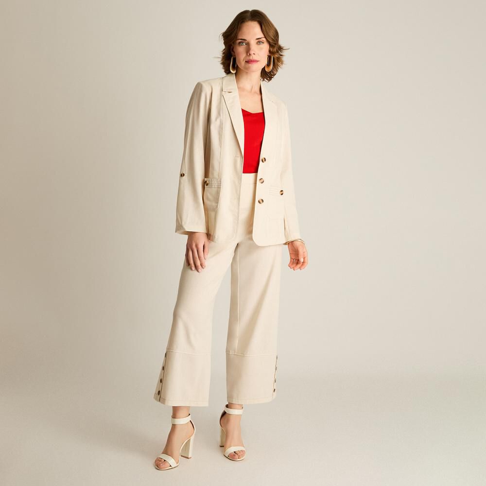 Blazer Bolsillos Parche Cuello Solapa Mujer Lorenzo Di Pontti image number 1.0