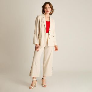 Blazer Bolsillos Parche Cuello Solapa Mujer Lorenzo Di Pontti