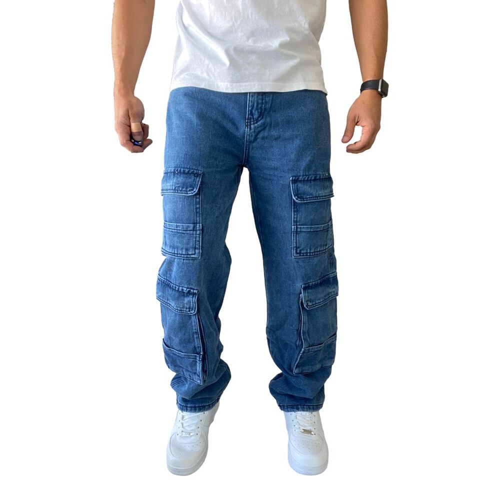 Jeans Diábolo Cargo Ancho Loose Fit Hombre image number 0.0