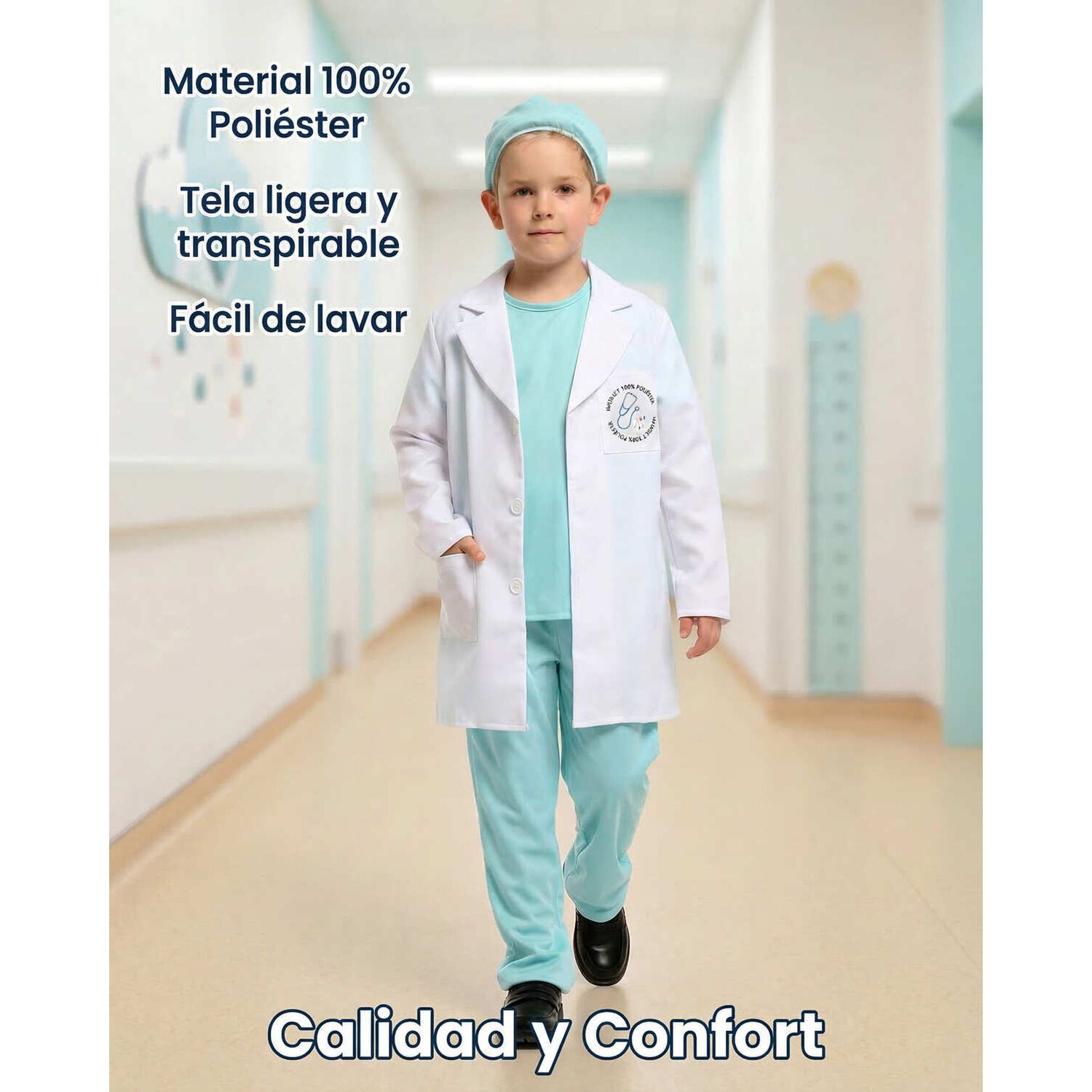 Disfraz Trajes De Doctor Cirujano Doctora Ni&ntilde;o Y Ni&ntilde;a Cosplay image number 3.0