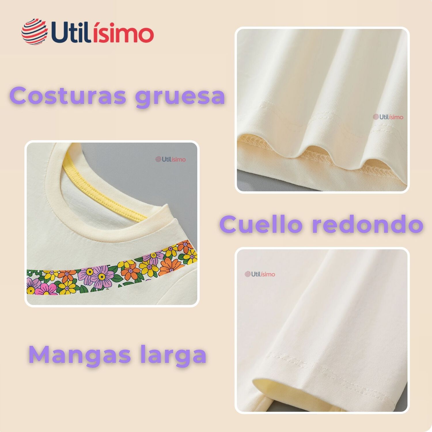 Polera Manga Larga Ni&ntilde;a 100% Algod&oacute;n Guitarra Blanco Camiseta image number 3.0