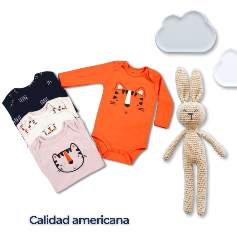 Pack 4 Bodys Niño Manga Larga Tedmimak 100% Algodón Tiny Tigers image number 5.0