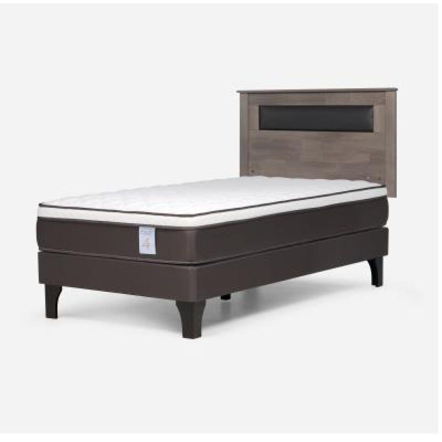 Cama Europea Rosen New Style 4 Plus / 1 Plaza / Base Normal  + Respaldo Ferrara Gris image number 7.0