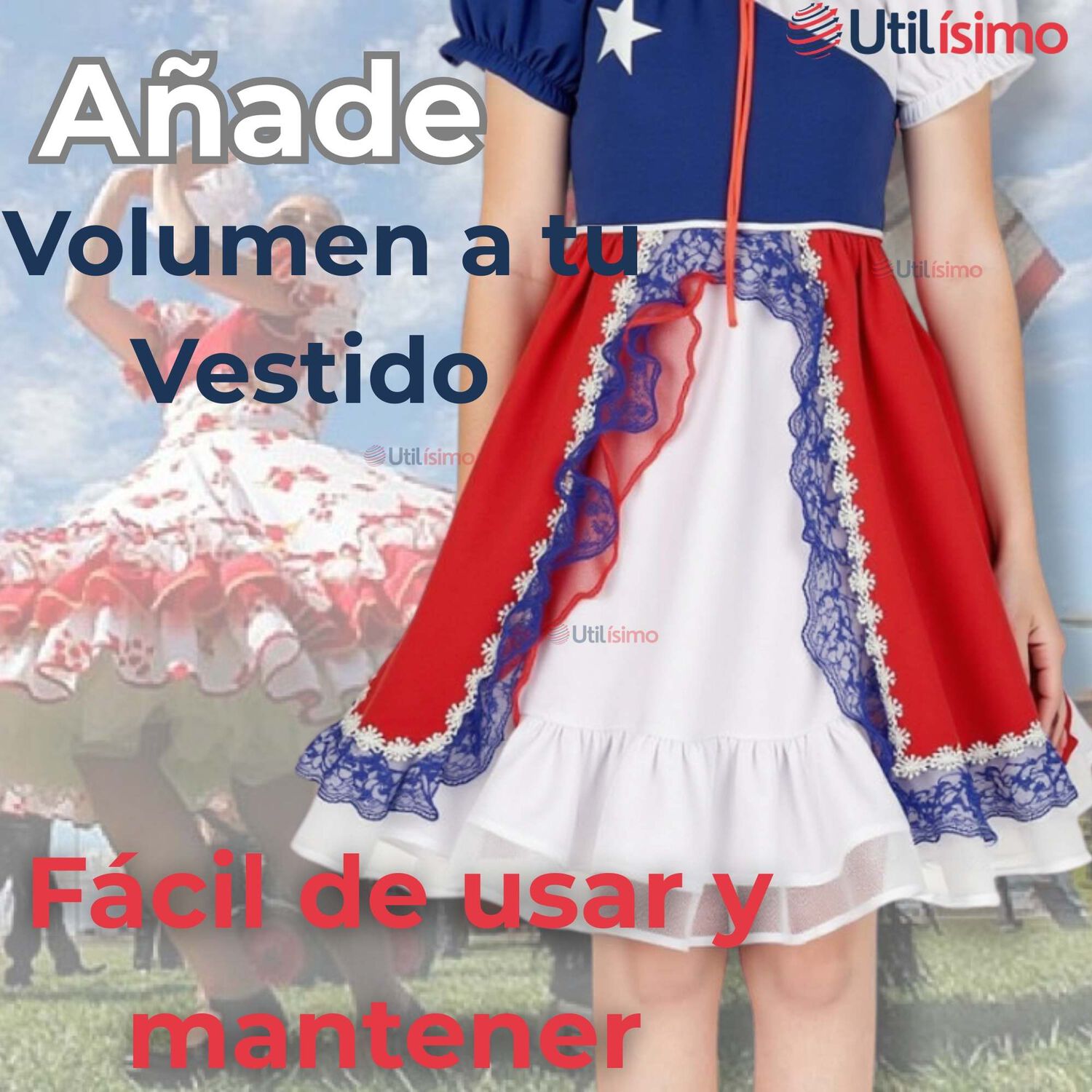 Falso Para Vestido Ni&ntilde;a Juvenil Fiestas Patrias Color Blanco image number 4.0