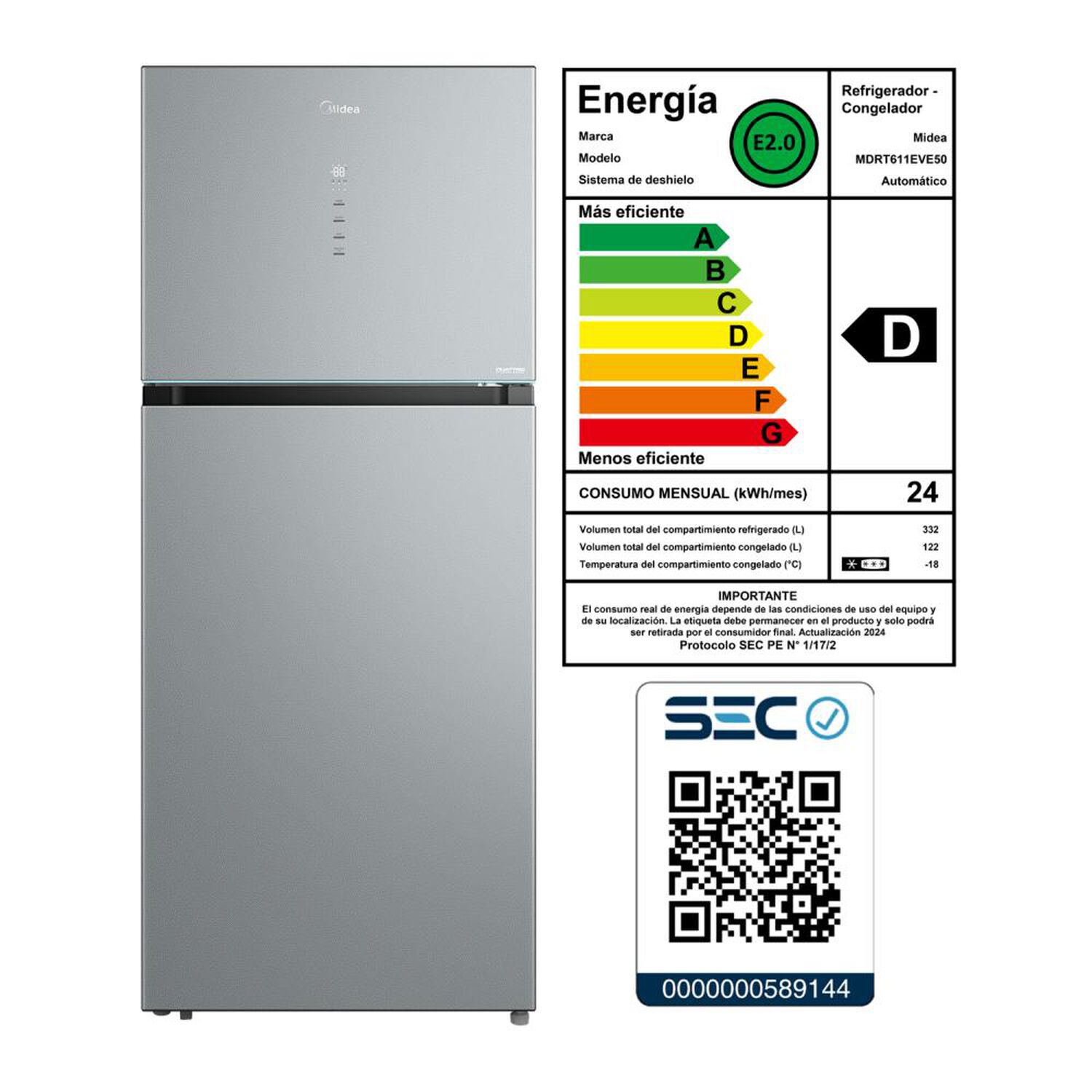 Refrigerador Top Freezer Midea Mdrt611eve50 / No Frost / 454 Litros / D image number 15.0