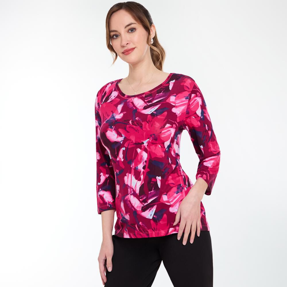 Polera Full Print Manga 3/4 Cuello Redondo Mujer Lesage image number 2.0