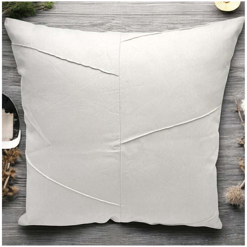 Pack De 02 Fundas De Coj&iacute;n De Semicuero Sint&eacute;tico 50x50 Cm Crema image number 1.0