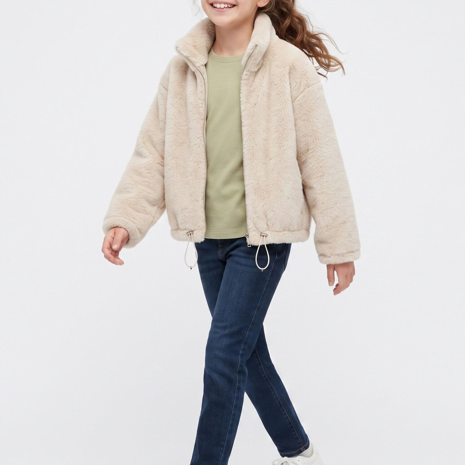Chaqueta Chiporro Ni&ntilde;a Overzise Beige Super Suave Y Abrigo image number 4.0
