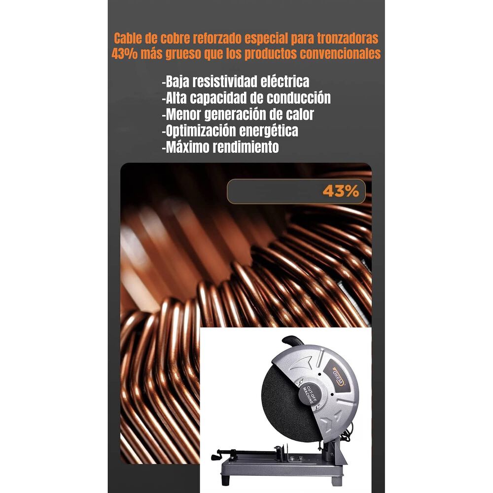 Tronzadora Industrial 14&Prime; 2200w 3800rpm Con Disco G02 Gris image number 4.0