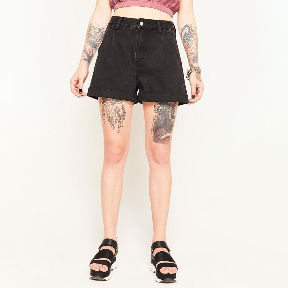 Short Con Pinzas Tiro Alto Mom Mujer Rolly Go en Oferta | Hites.com