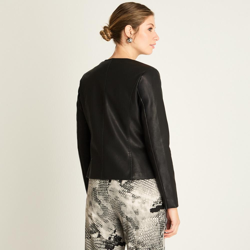 Chaqueta Pu Cuello Redondo Mujer Lorenzo Di Pontti image number 2.0