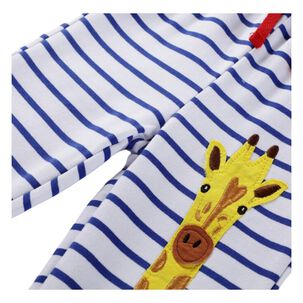 Pantal&oacute;n Buzo Ni&ntilde;o 100% Algod&oacute;n Jump Kids Azul Rayas Jirafas