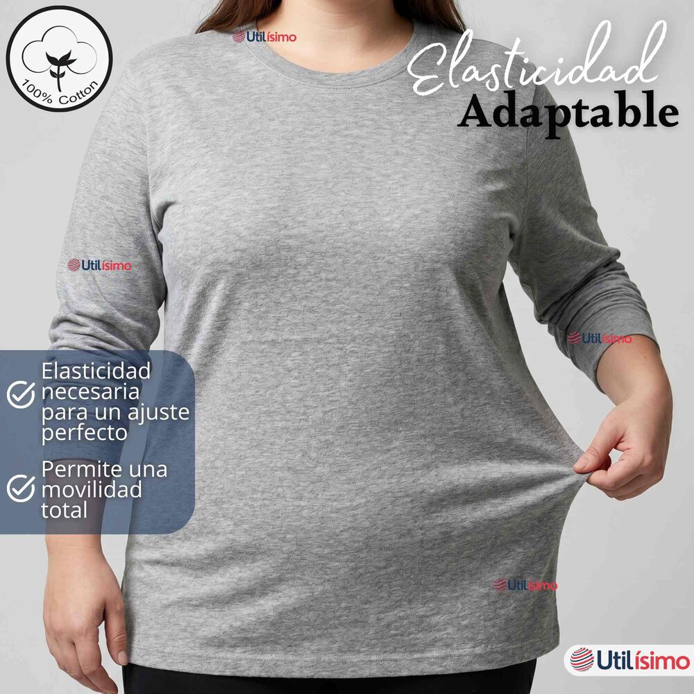 Camiseta Polera Algod&oacute;n Basico Oversize Manga Larga Primera Capa Mujer image number 5.0
