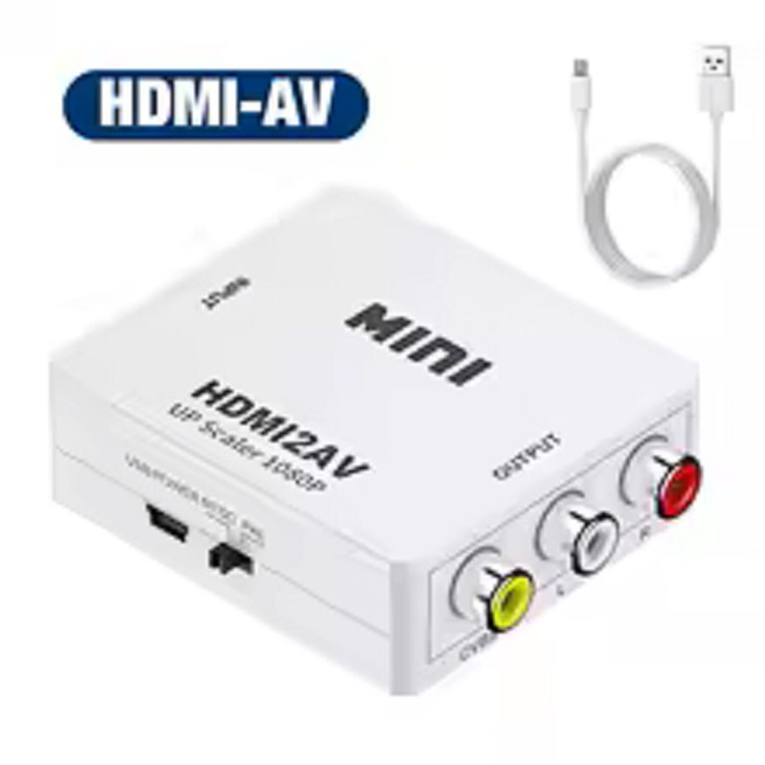 Adaptador Rca 2av A Hdmi Convertidor Rca Hembra Hdmi Hembra Conversor 2av A Hdmi Audio Y Video Cuadrado Blanco image number 1.0