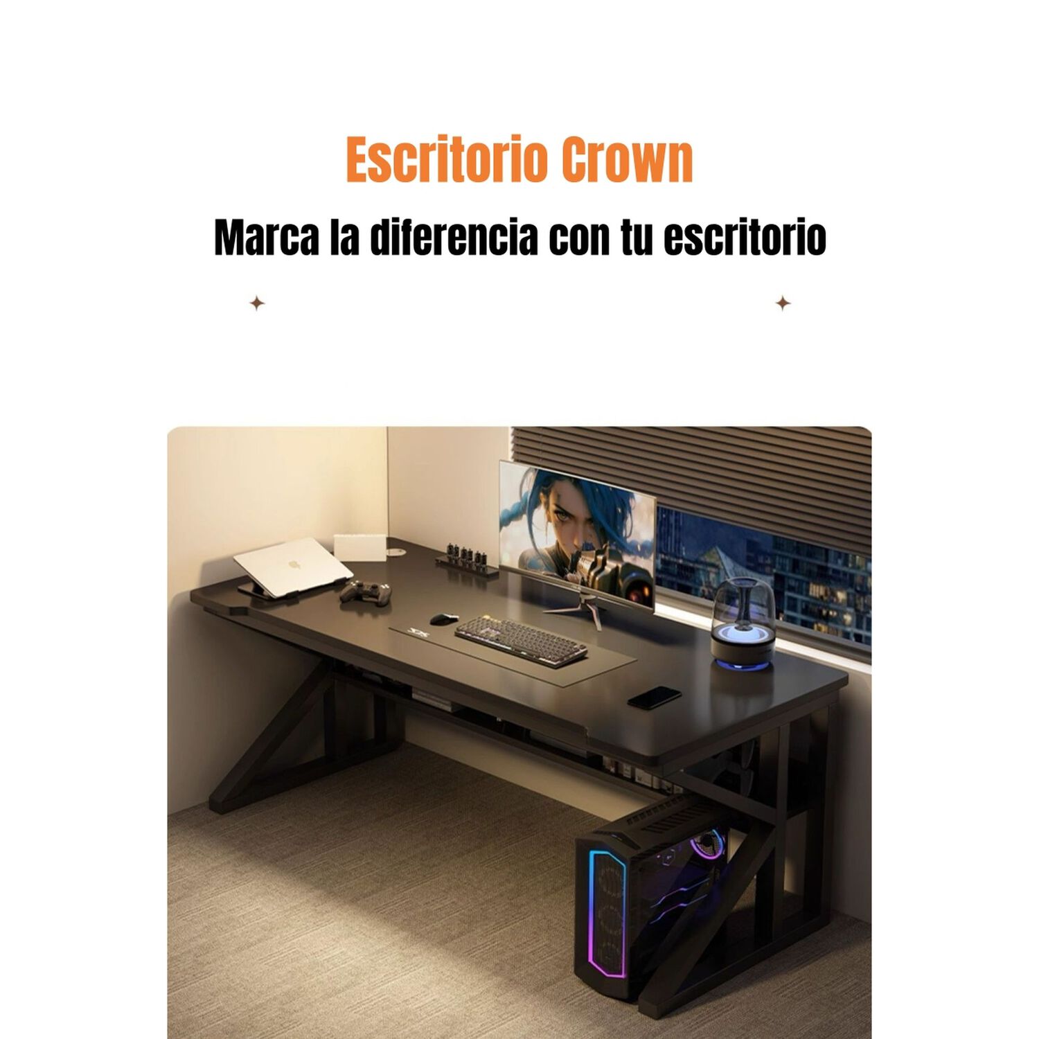 Escritorio De Madera Con Repisa Inferior 140x60x72cm Crown image number 7.0