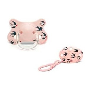Pack Chupete +4-18m Swallow Rosado + Broche Rosado