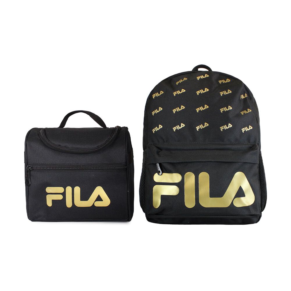 Pack Fila Mochila 16lts Urbanix + Lonchera T&eacute;rmica Bonet Negro-gold image number 0.0