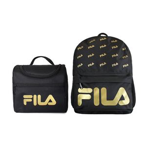 Pack Fila Mochila 16lts Urbanix + Lonchera T&eacute;rmica Bonet Negro-gold