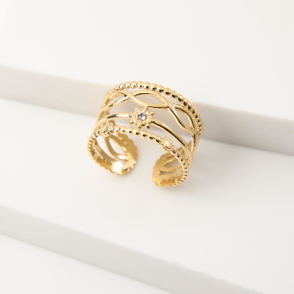 Anillo 19v69 Dorado Mujer Str445 image number 1.0