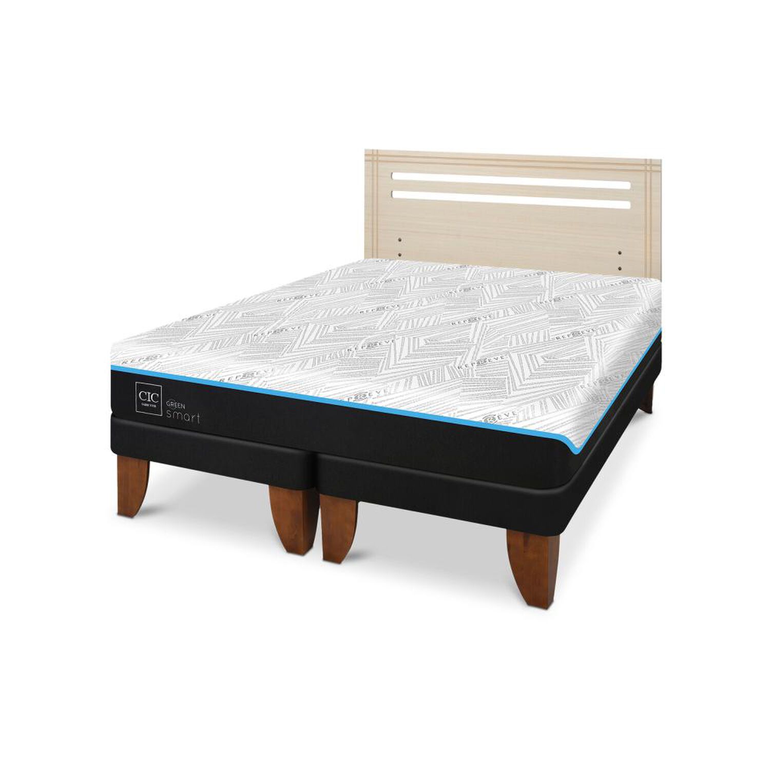 Cama Europea Cic Green Infinity / 2 Plazas / Base Dividida + Respaldo image number 1.0