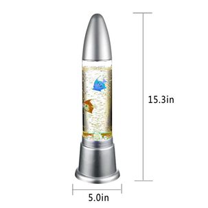 L&aacute;mpara De Burbujas Con Peces Acuario Luz Led Cohete Adorno