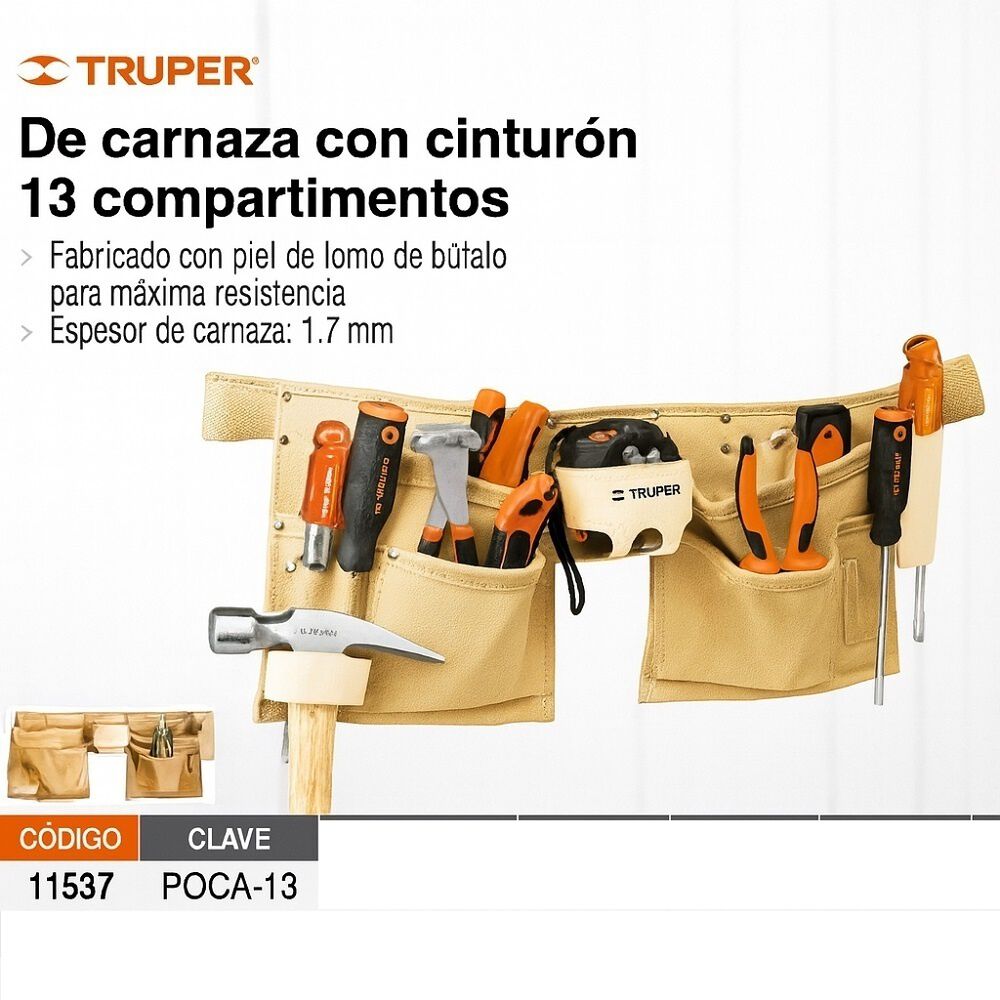 Coleto Porta Herramienta Carnaza C/cinturon 13 Com. Truper image number 4.0