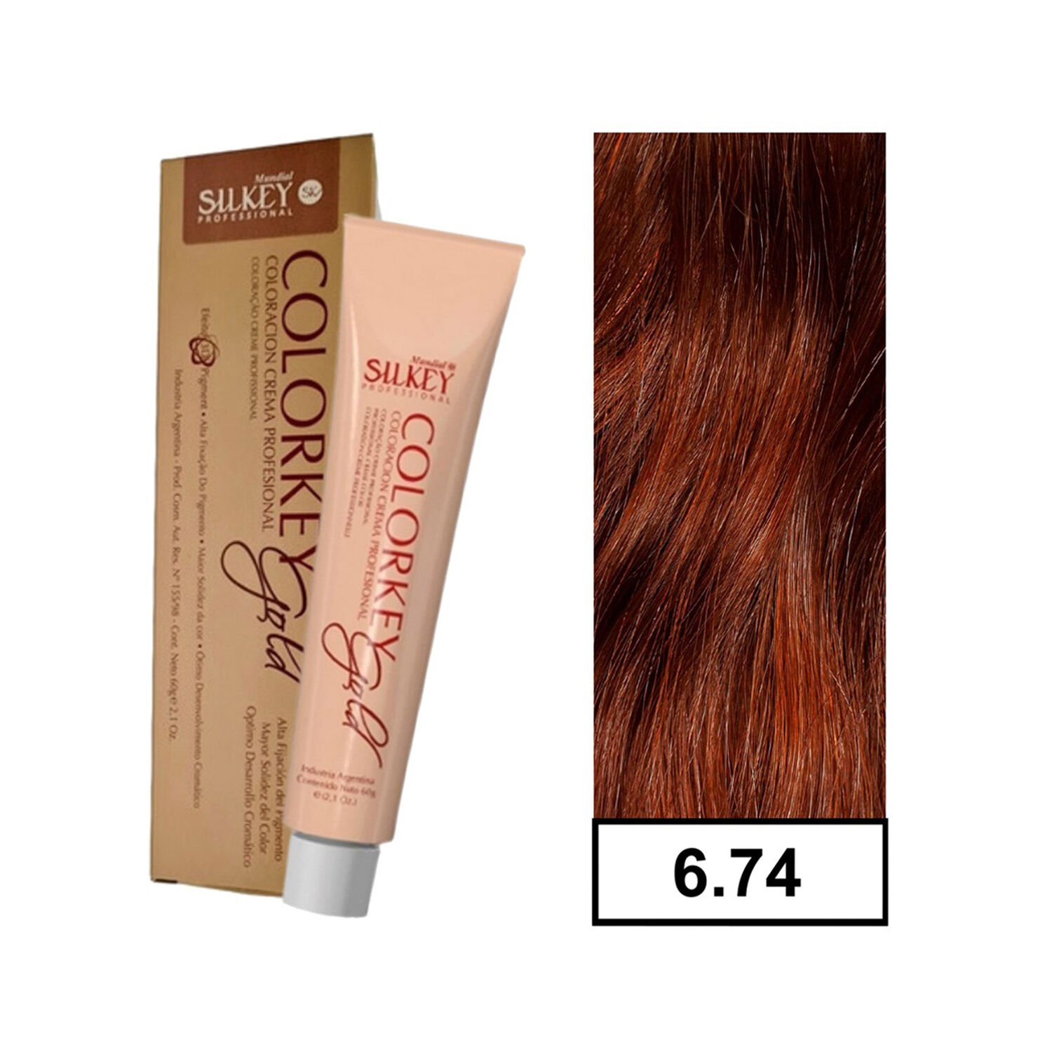 Colorkey Gold - Tintura Permanente Efecto 3d Pigment 60gr + Oxidante - 6.74 Rubio Oscuro Marr&oacute;n Cobrizo image number 0.0