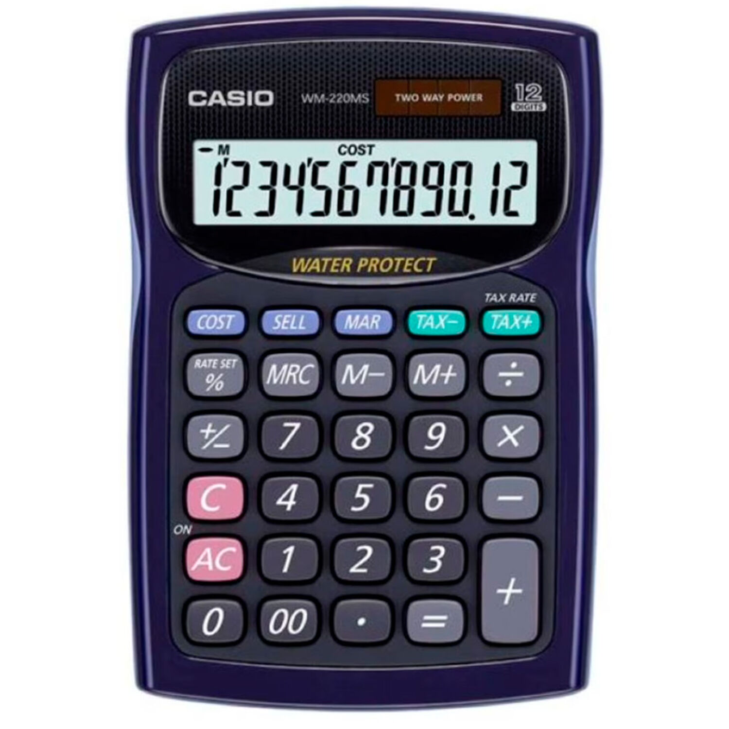 Calculadora Casio Wm-220ms Azul 12 D&iacute;gitos Resistente Agua image number 0.0