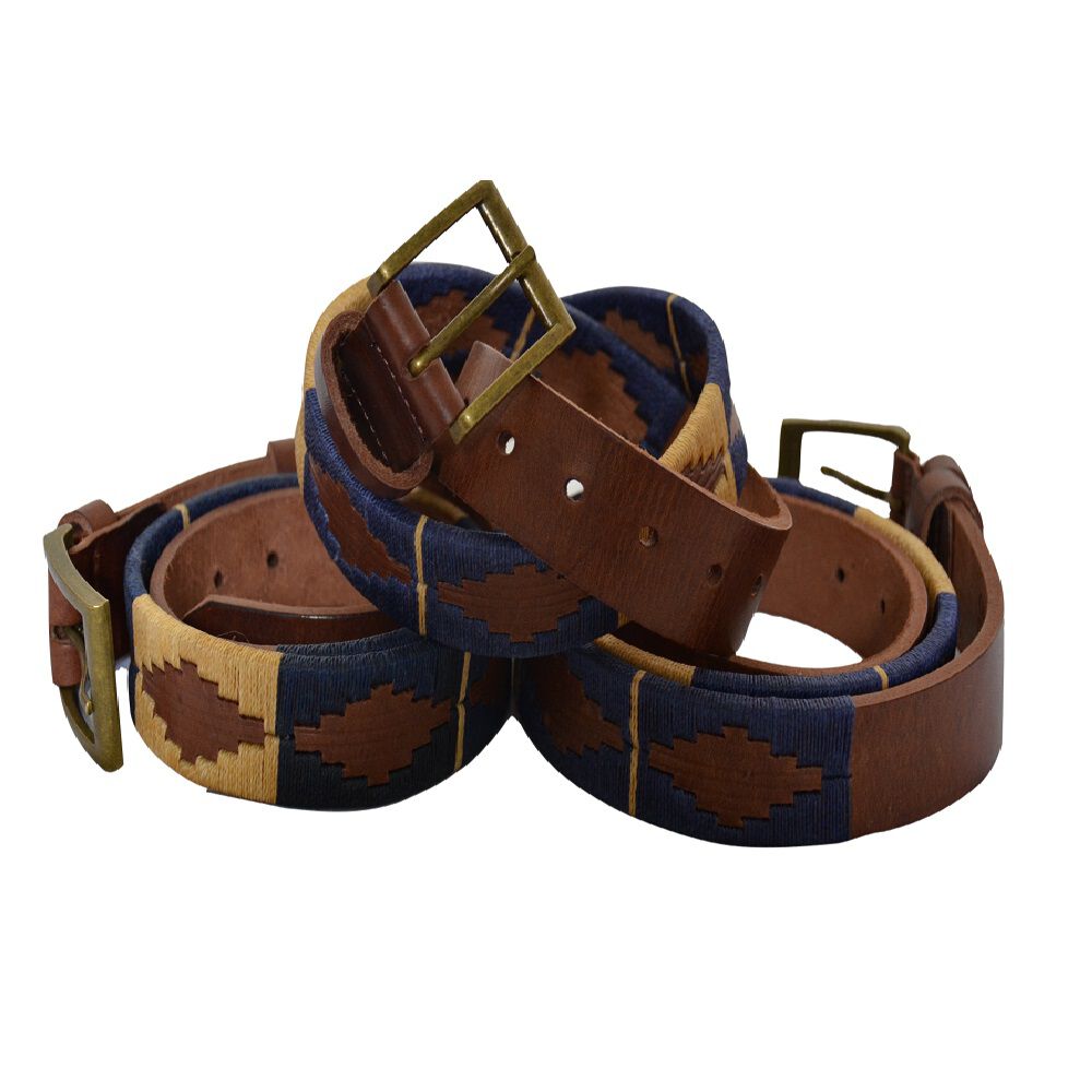 Cintur&oacute;n Cuero Bordado Pampa Talla M Caf&eacute; Raiquen image number 1.0