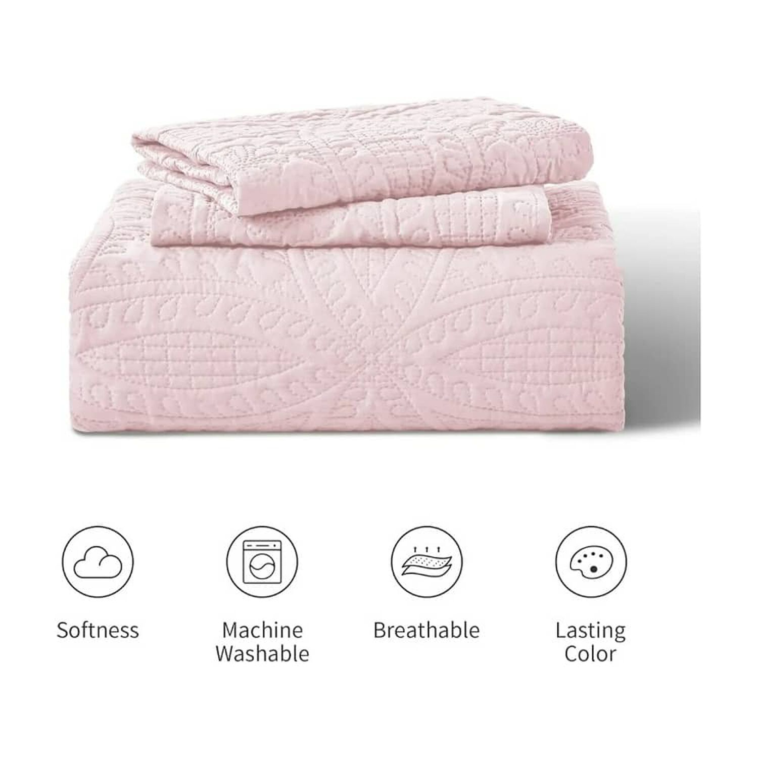 Cubrecama Quilt Reversible 264x228cm King + 2 Funda Almohada Rosa Blanco image number 1.0