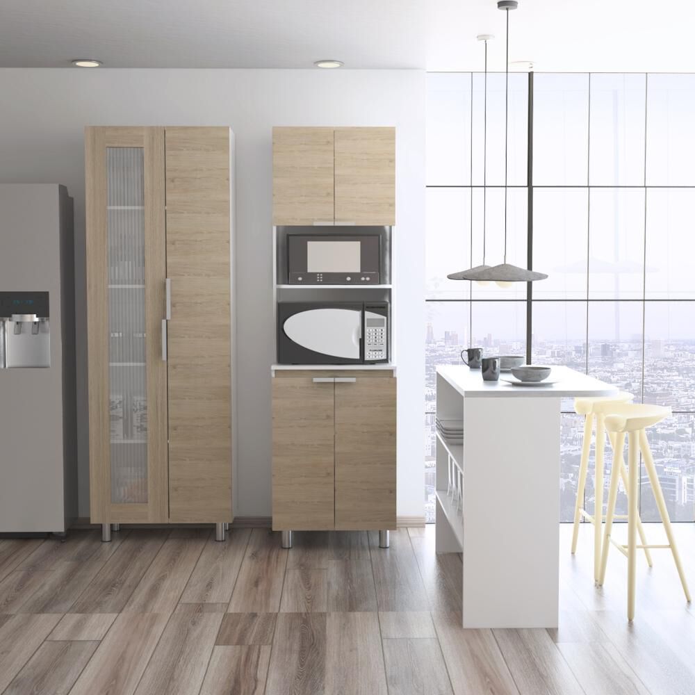 Combo Fendi Fendi - Muebles Alacena + Microondas + Barra Auxiliar Fendi - Rovere / Blanco Tuhome image number 1.0